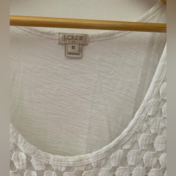 J. Crew White Circle Crochet Lace Overlay Sleeveless Tank Top Size M - Picture 4 of 9